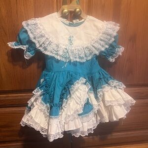Vintage Teal and White Lid’l Dollys  Dress 3T